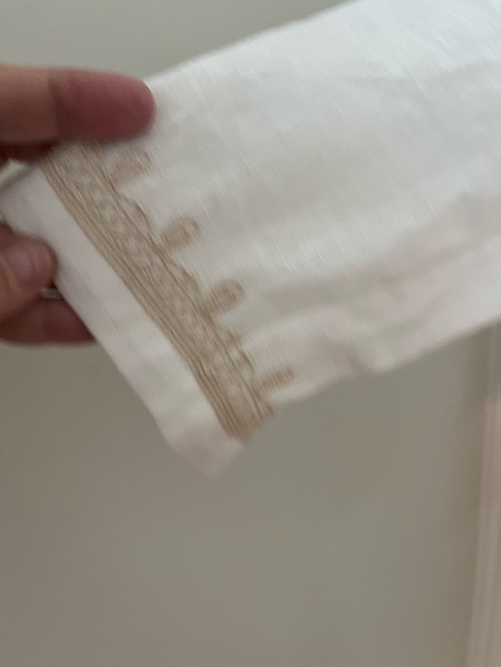 Charter Club White Linen Top with Tan Embroidered Floral Design - Picture 4 of 9